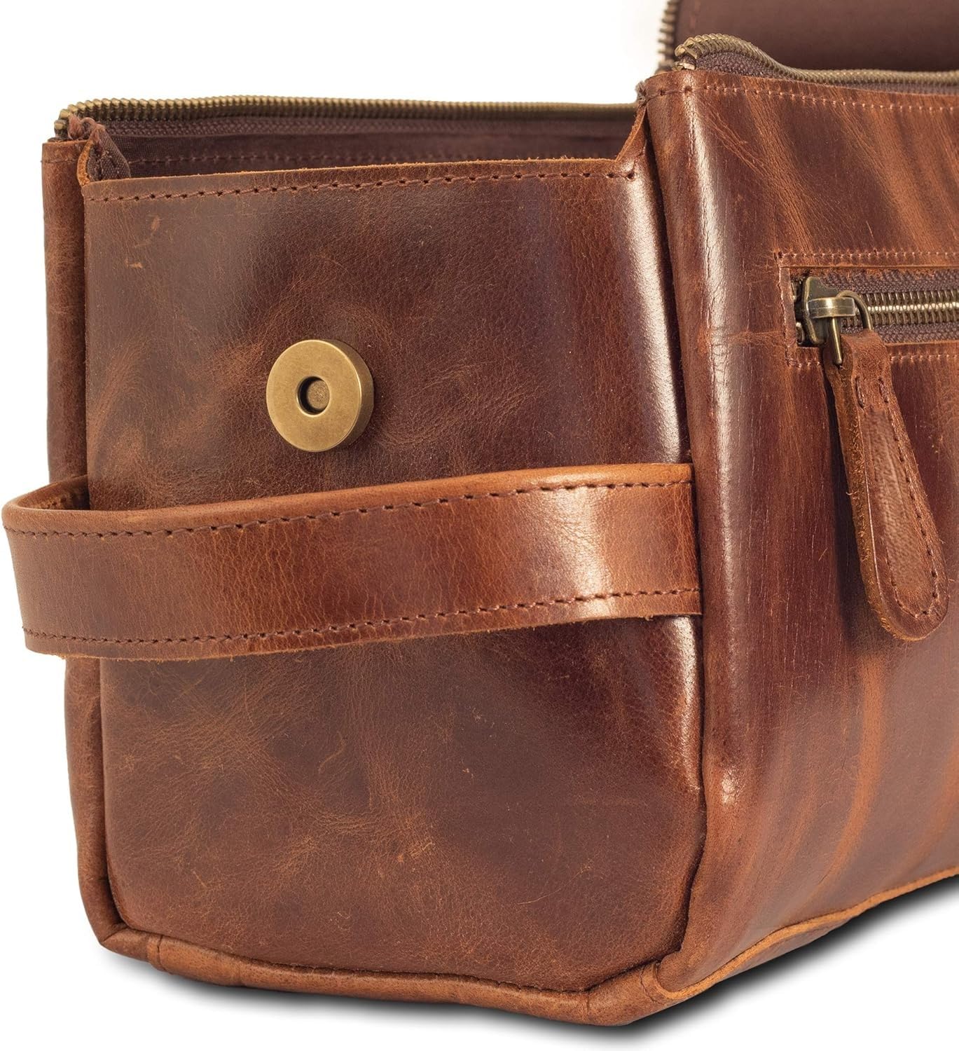 MILITARIA STUFFS Premium Leather Toiletry Bag Travel Kit Unisex,Travel Mens Toiletry Bag,Mens Leather Shaving Bag, Handcrafted Vintage Shaving - Kit (Combo of 4 Items)