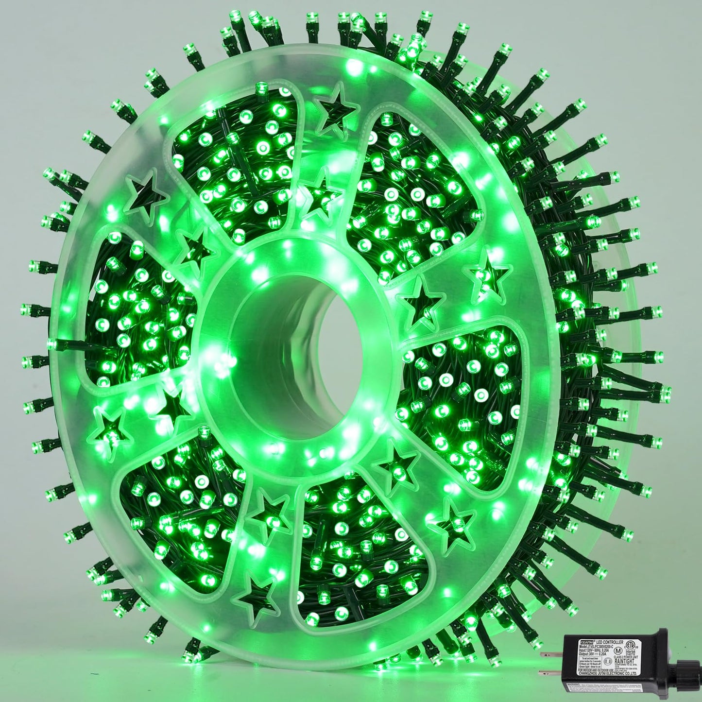 QITONG 500LED Green String Lights, 165ft Christmas Lights Outdoor Waterproof with Plug in, Green Wire Twinkle Tree Lights Indoor with 8 Modes