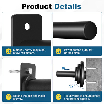 EVERYMATE Weight Plate Rack, Wall Mount Weight Plate Holder for Bumper Plates, Max Weight Capacity 330 lb, Home Gym Organizer