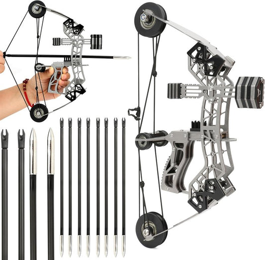 10-Inch Compound Bow Set - 12lbs Archery Bow and Arrow for Target Shooting | Right/Left Handed, 40-50m Range