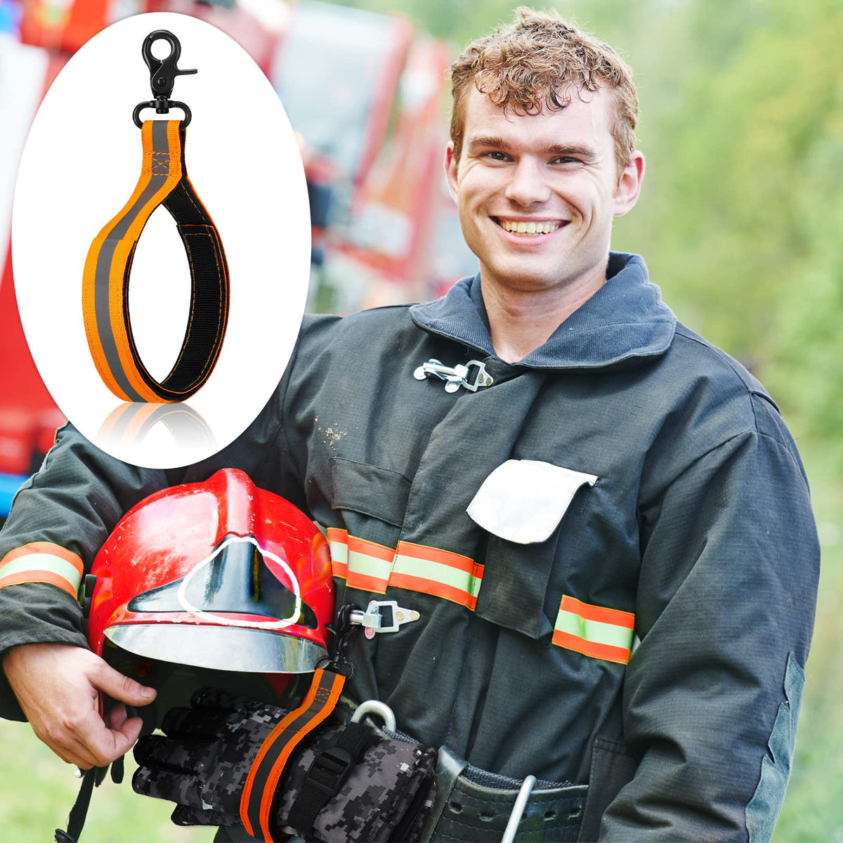 3 Pcs Firefighter Gear Heavy Duty Firefighter Glove Strap with Reflective Trim Fire Gear Accessories (Fluorescent Orange)