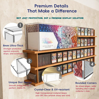 Prismatic Evolutions SPC Box Acrylic Case Protector – Ultra Thick 8mm Clear Acrylic Display Box with Sliding Slot & 5mm Magnetic Lid, Rounded Edges, Collector Case Compatible with SPC Box