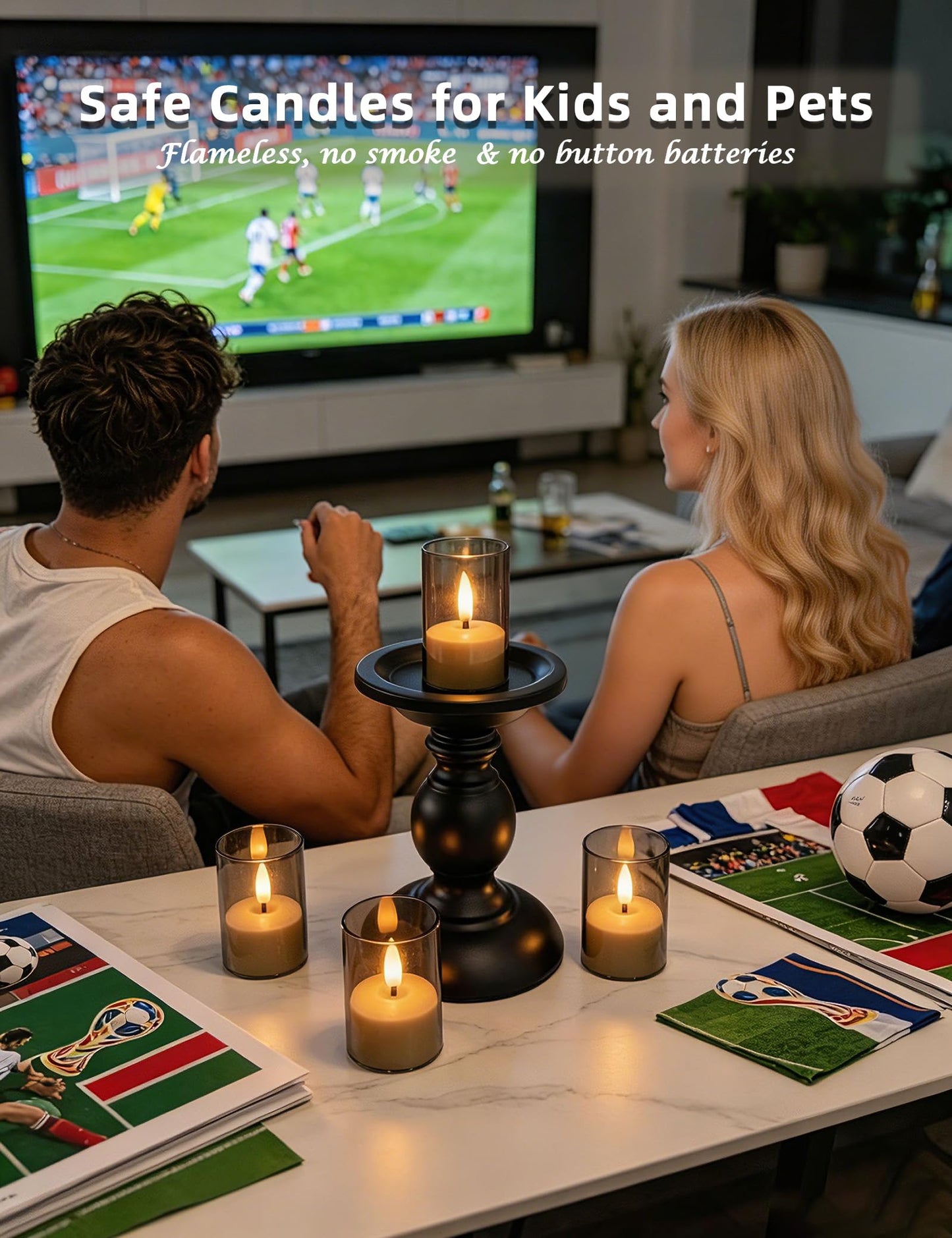 Utwickeln Rechargeable Flameless Tea Light Candles with Remote&2-8H Timer,6-Pack,USB-C,LED Tea Lights for Soccer Fan Party Decor,Home,Wedding Reception,Dinner Party,Living Room & Hotel,Gray Acrylic