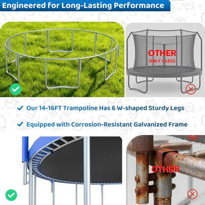 Skybound AiryBounce 16ft Trampoline Recreational Trampolines with Enclosure Outdoor Trampoline for Kids and Adults with Safety Net and Spring Padding