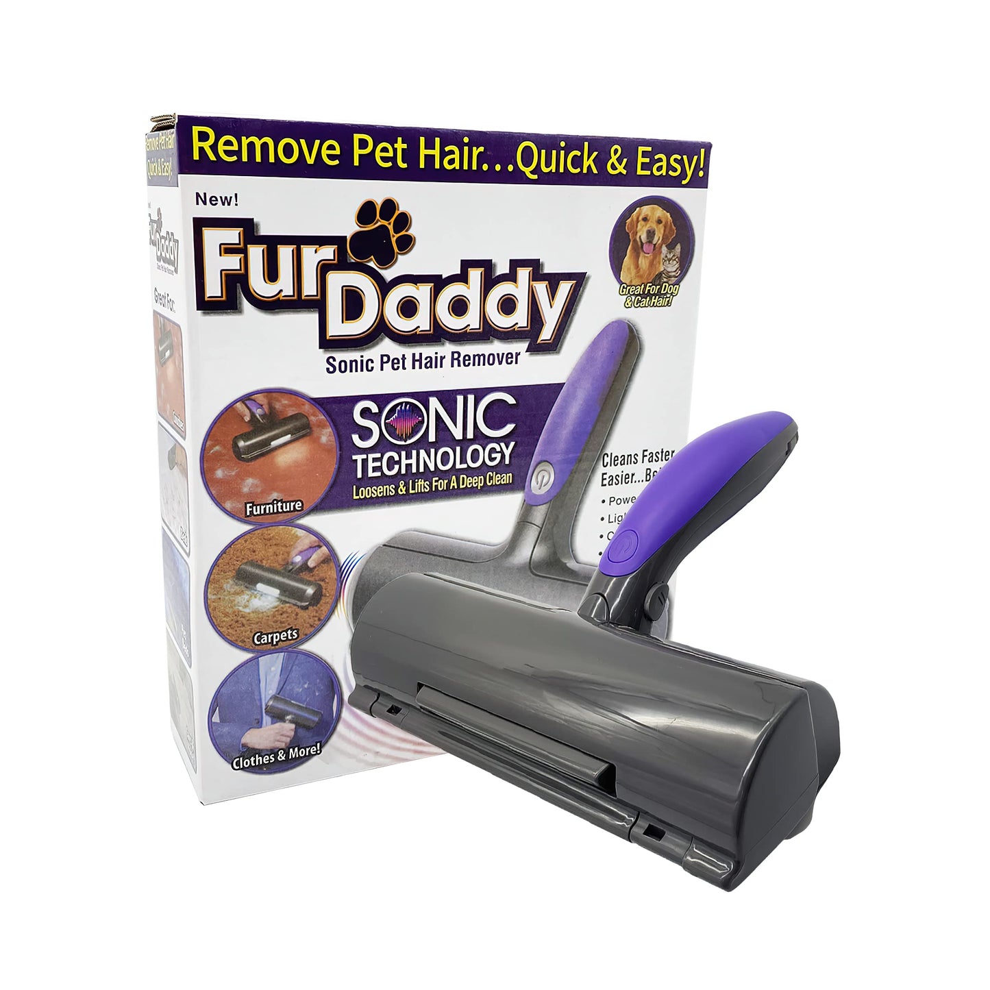 NC Furdaddy Sonic Pet Hair Remover Roller Dog Hair Remover, Cat Hair Remover, Pet Hair Remover