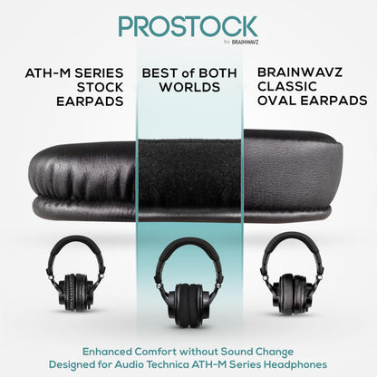 Brainwavz ProStock ATH M50X Upgraded Earpads, Improves Comfort & Style Without Changing The Sound - Ear Pad Designed for ATH-M50X M50BTX M20X M30X M40X Headphones, Vegan Leather (Micro Suede)