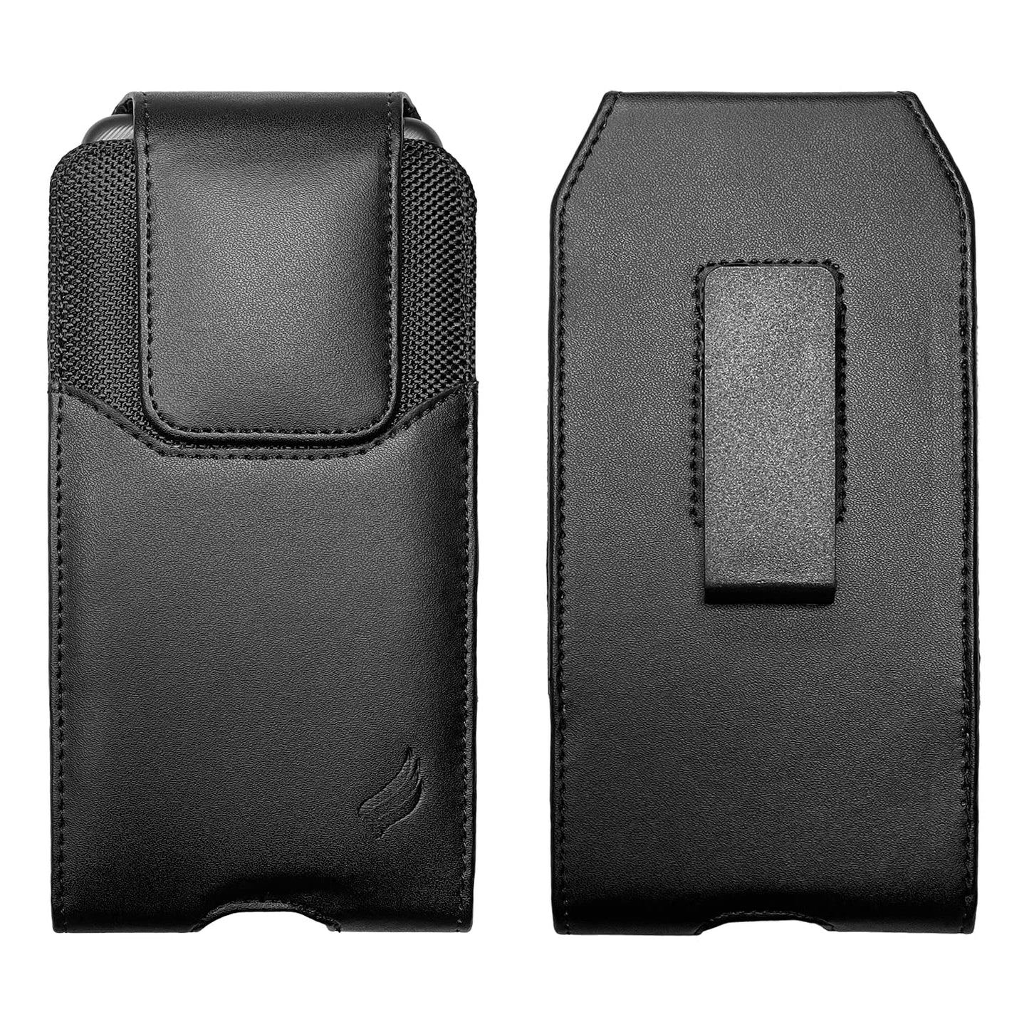 Eaglecell Leather Cellphone Holster for iPhone 13/14/15/16/17 Pro Max/Plus,Samsung Galaxy A15 A16 A17 S23 S24 S25 Plus,TCL 40 50 60 XE XL-Vertical Case Waist Carrying Pouch with Belt Clip/Loops, Black