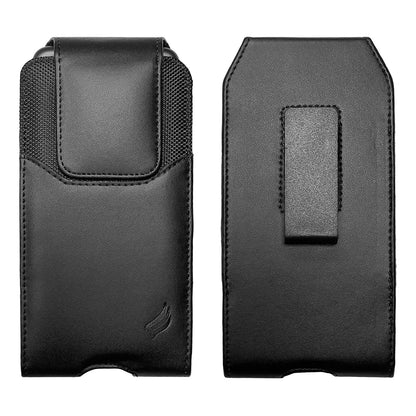 Eaglecell Leather Cellphone Holster for iPhone 13/14/15/16/17 Pro Max/Plus,Samsung Galaxy A15 A16 A17 S23 S24 S25 Plus,TCL 40 50 60 XE XL-Vertical Case Waist Carrying Pouch with Belt Clip/Loops, Black