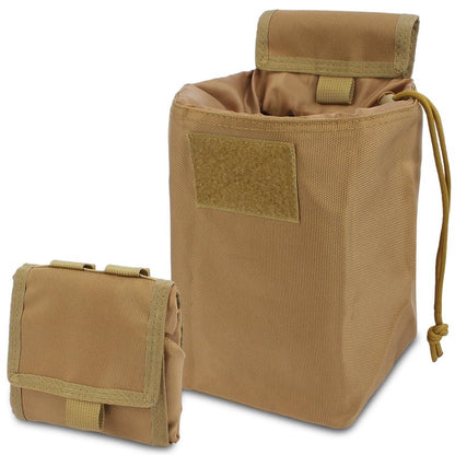 AIKATE Tactical Molle Dump Pouch, Roll-Up Drawstring Magazine Utility Pouch, Folding Dump Bag (Khaki)