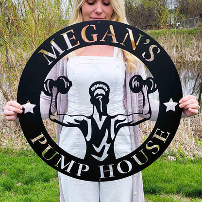 Personalized Ladies Fitness Home Gym Sign | Metal Work Out Decor | Custom Gym Name Sign | Workout Wall Art, Personalized Gifts, Gym Wall Art