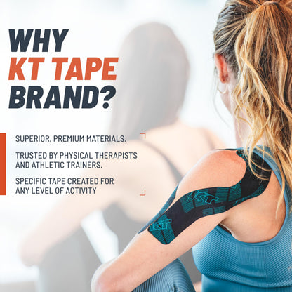 KT Tape, Pro Ice, Menthol Infused Kinesiology Tape, 20 Count, 10" Precut Strips, Black