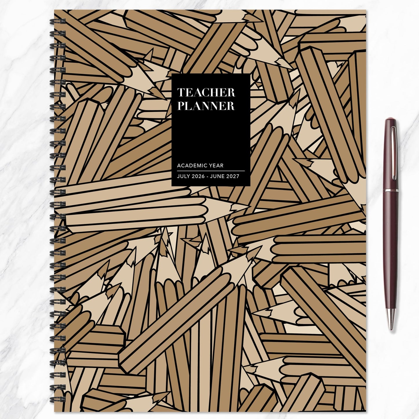 TF Publishing July 2026 - June 2027 Kraft & Lead Teacher and Home School Lesson Planning Book - Teacher Planner 2026-2027 with Monthly Spreads, Weekly Pages, and Class Sections - 9in x 11in