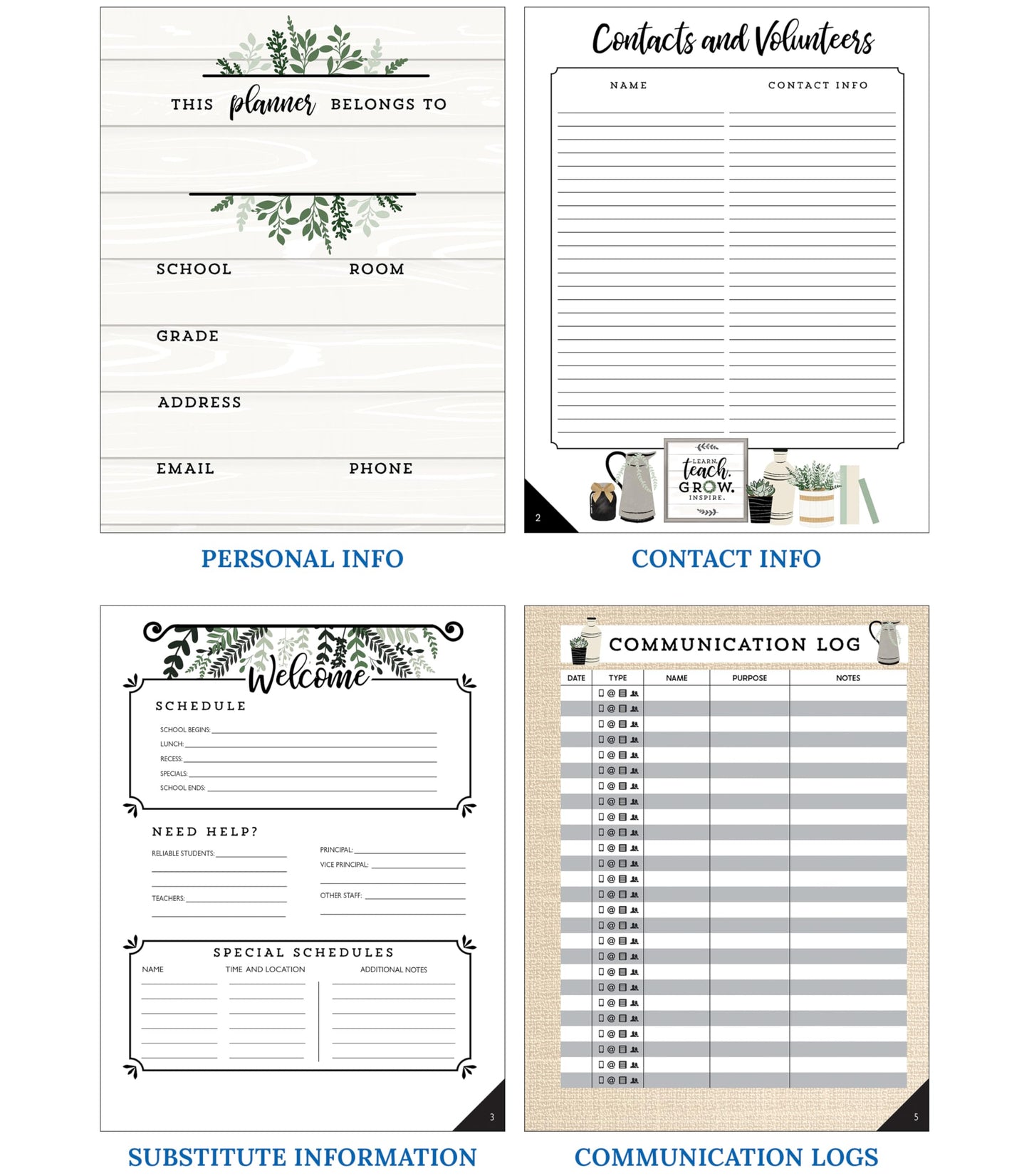 Carson Dellosa Education Modern Farmhouse Teacher Planner 2025-2026,Undated 8" x 11" Lesson Plan Book With Stickers, Class Schedule & Weekly Calendar School Supplies, Homeschool & Classroom Must Haves