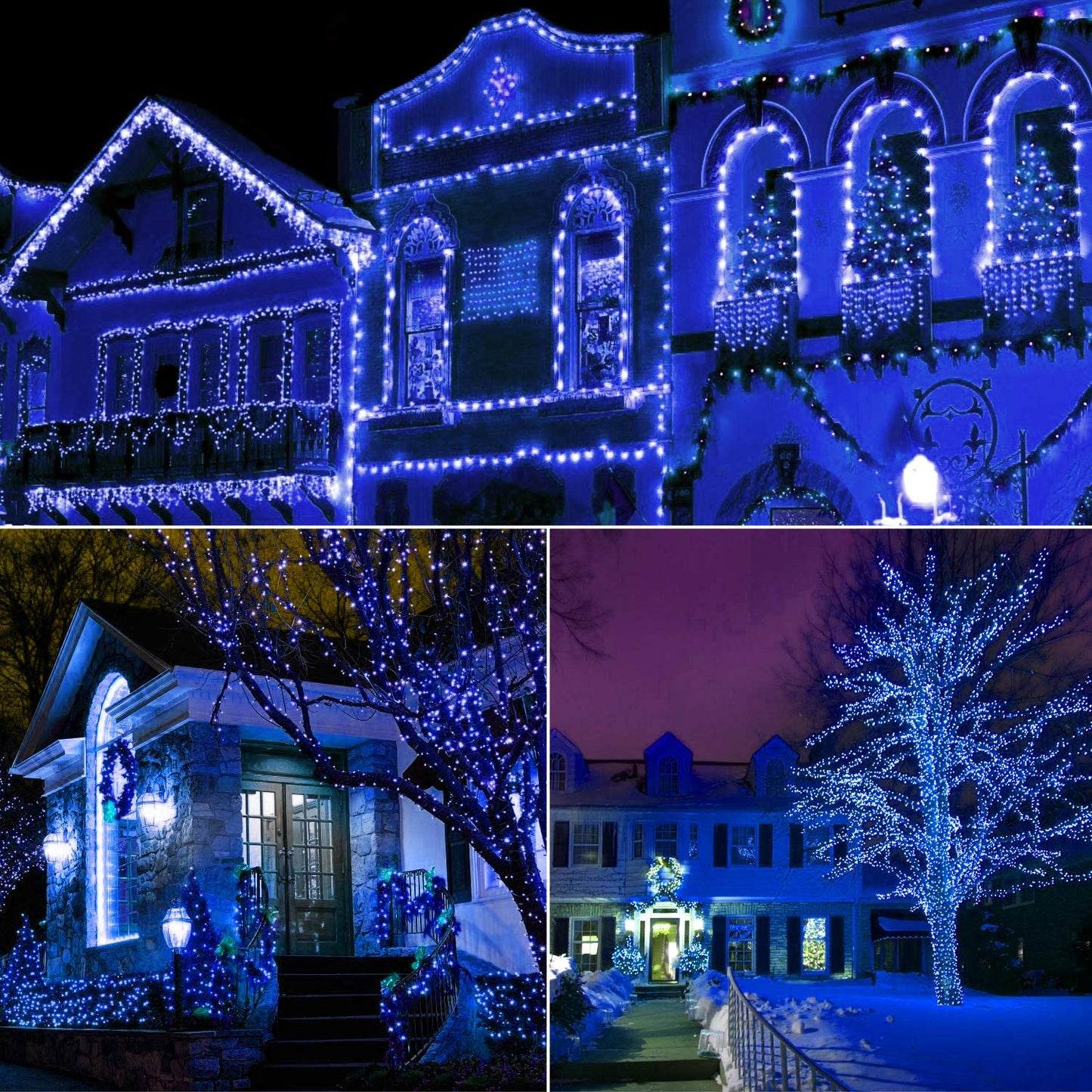AIDDOMM 50 Count Blue Christmas Lights 25ft 5mm Blue String Lights, Outdoor & Indoor, Waterproof, Green Wire Mini String Lights, UL, IP:65