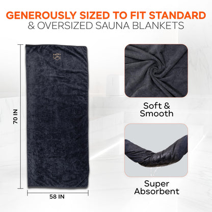 Happy Sol Sauna Blanket Towel Insert - Absorbent Insert for Sauna Blanket - Reusable and Machine Washable - 58"x70"- Luxurious Microfiber Material