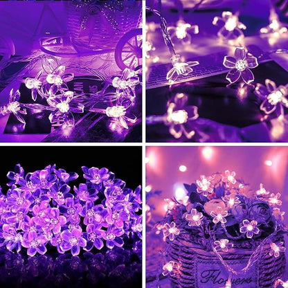 ITICdecor Flower String Lights 15FT 30LED Fairy Lights Battery Operated Indoor&Outdoor Twinkle Lighting Bedroom Decor for Party Wedding Xmas Tree(Purple)