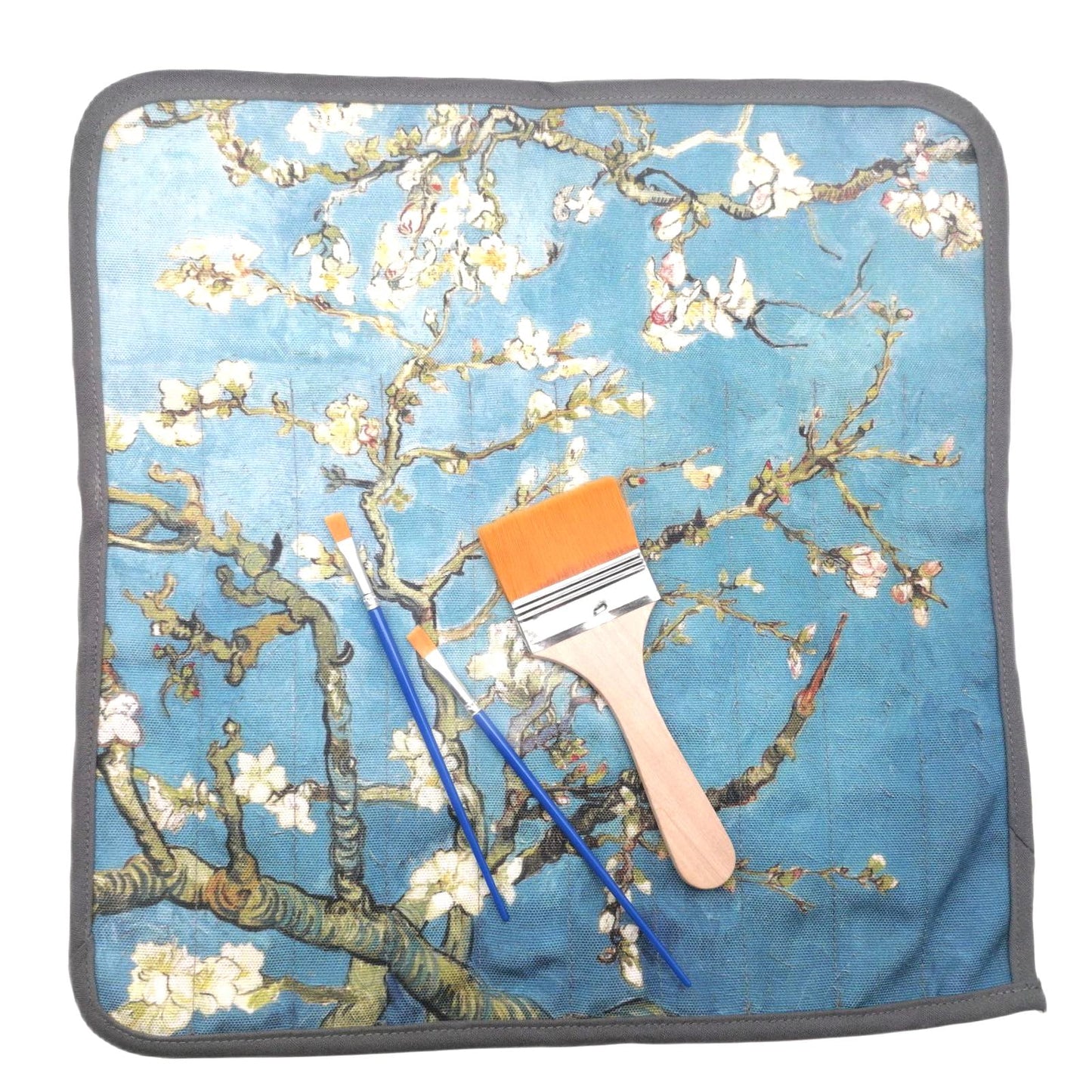 Funny live Paint Brush Holder Art Supplies, Artist Paint Brush & Storage Organizer Roll-Up Case Bag, Protect Acrylic Oil Watercolor Paintbrushes (Almond Blossom 20 Slot Pockets)