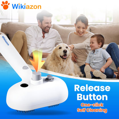 WIKIAZON 4 In 1 Cat Steam Brush, Self Cleaning, Anti Static Shedding Spray Comb, Hair Removal, Mist Indoor Steamy Grooming Brush for Dog, Water Spritz Defur with Steamer Cloud Para Gatos (White Pro)