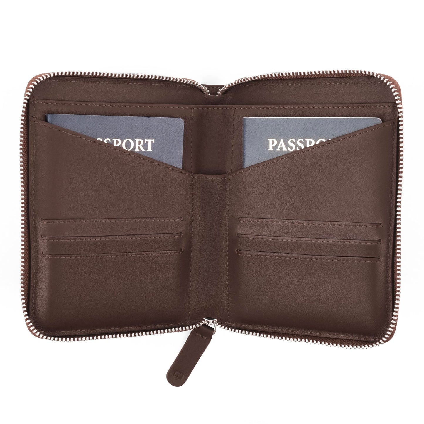 Travaci Full Grain Leather Passport Holder for 2 Passports - Dual Passport Holder and Travel Documents Organizer - RFID Travel Wallet for Couples - Dark Brown