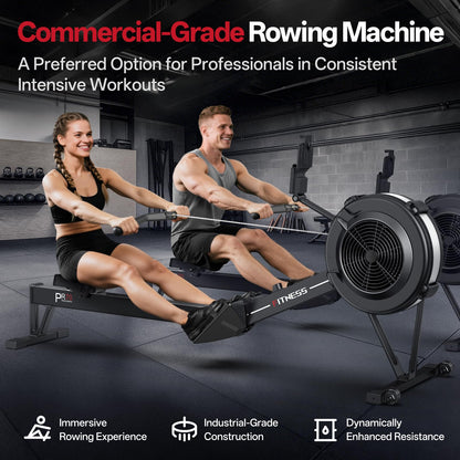 PASYOU Air Rowing Machine for Home,10-Level Resistance 350lbs Rower Machine, Foldable Row Machines Commercial with 54in Rail and Bluetooth Monitor, Adjustable Tablet Holder