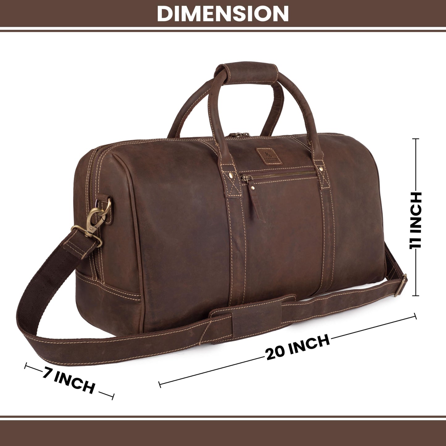 Genuine Leather Duffle Bag for Men & Women – Stylish Travel Weekender Bag with Shoulder Strap – Overnight, Gym, or Carry-On Luggage Bag – Vintage Brown