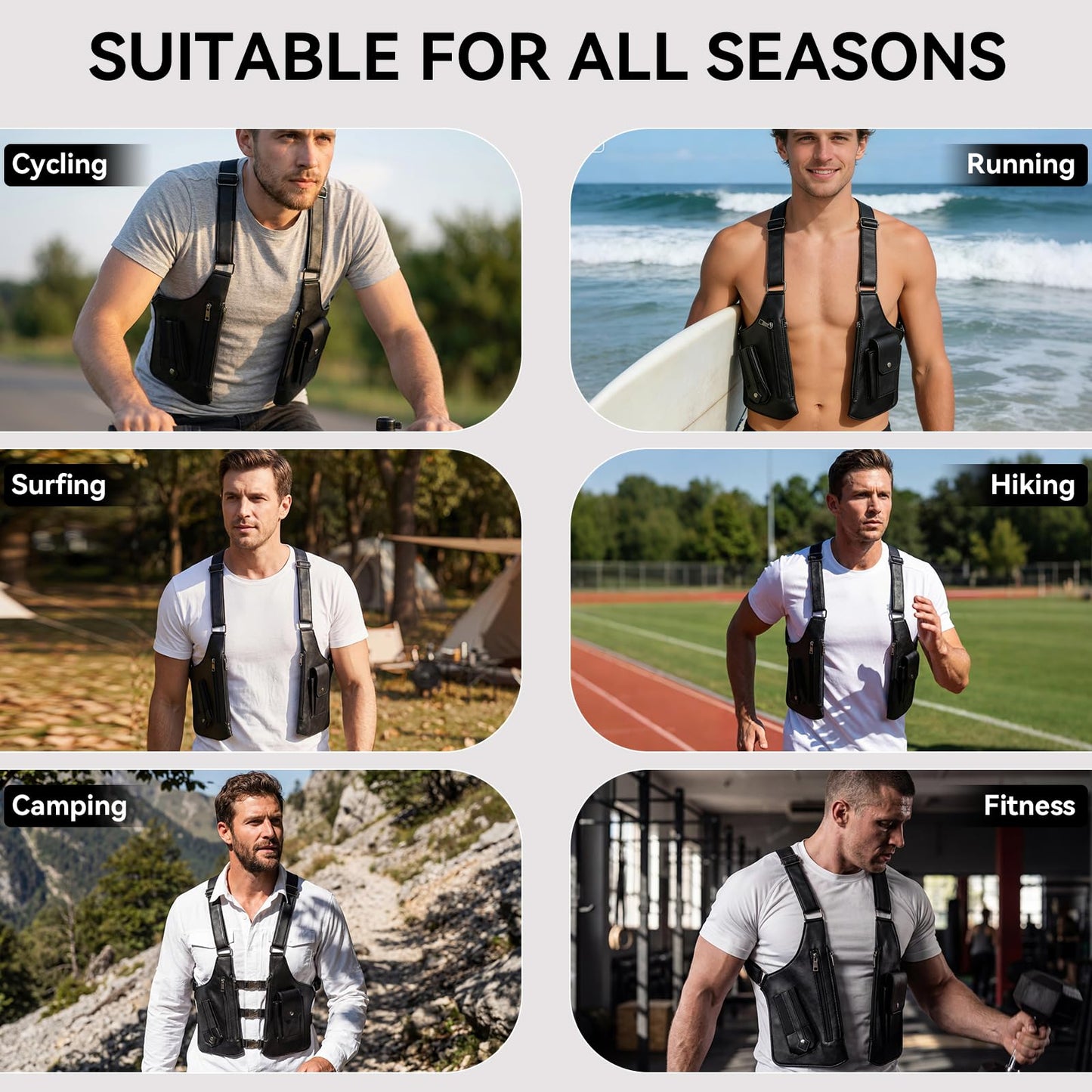 Men's Double Shoulder Armpit Bag,Anti-Theft Underarm Wallet,Fashion Leather Double Shoulder Straps Holster Wallet Adjustable Leather Multi-Purpose Armpit Tactical Bag,Travel Outdoors