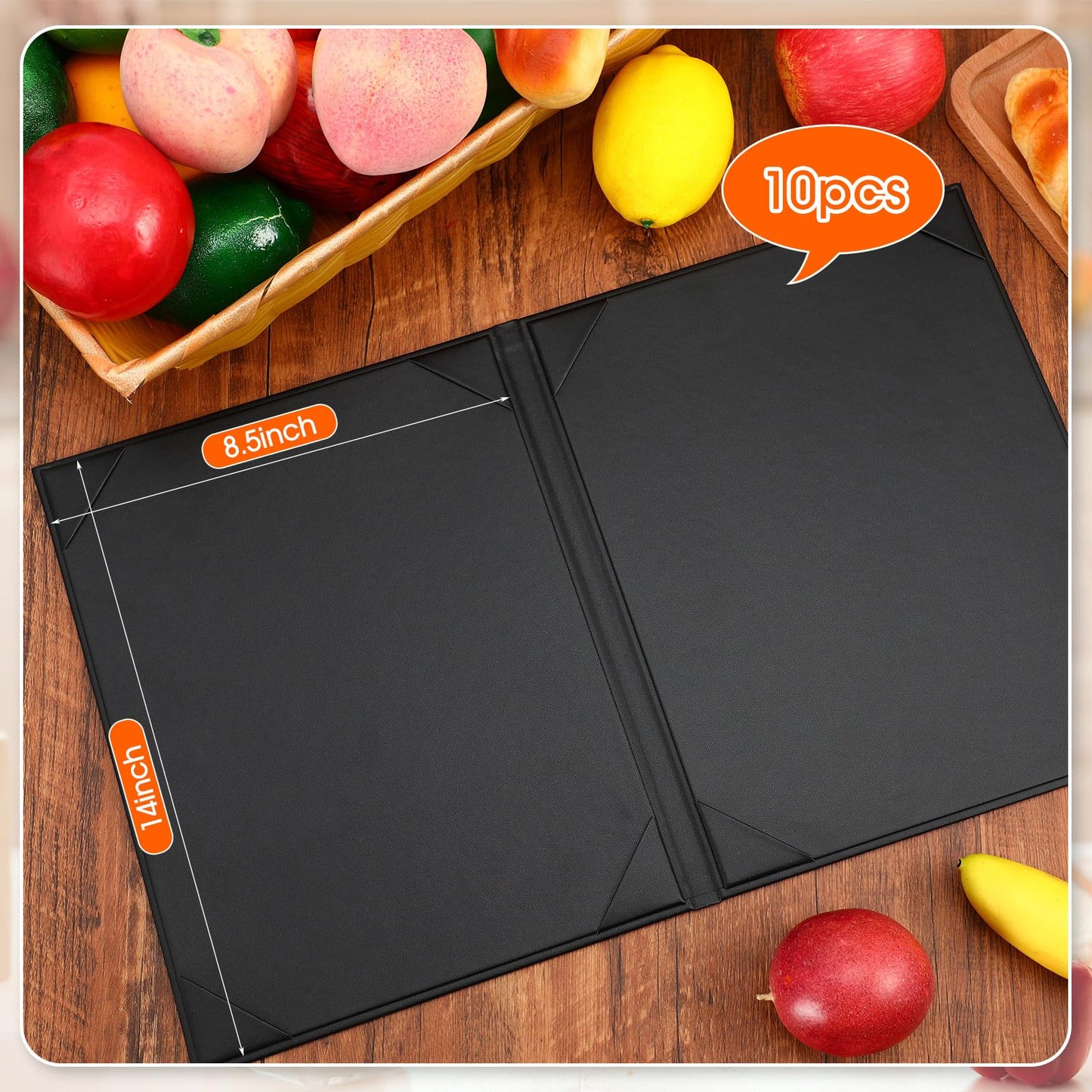 Skyygemm 10 Pcs Leather Menu Covers Holders 8.5 x 14 Inches, Waterproof Double View Leather Menu Book Dinner Holder 2 View for Restaurant Hotel Bar