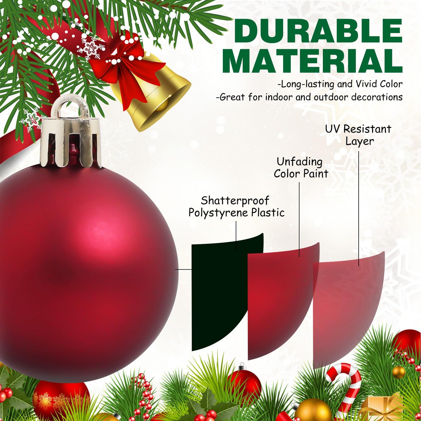 TranquilBliss 36 Pcs-1.57" Christmas Ball Ornaments, Shatterproof Hanging Balls, Tree Decorations for Xmas Tree, Wreath Decor, Holiday Party, Burgundy