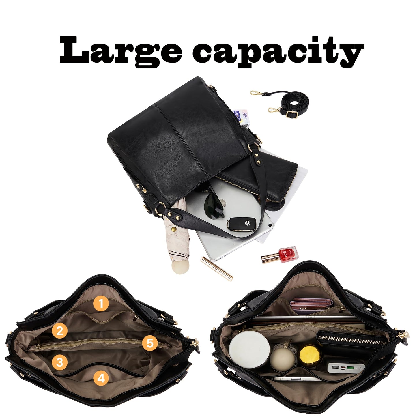 TOVAXY Women's Hobo Handbags Crossbody Bags Ladies Tote Shoulder Bags Purses and Wallet Set 2pcs