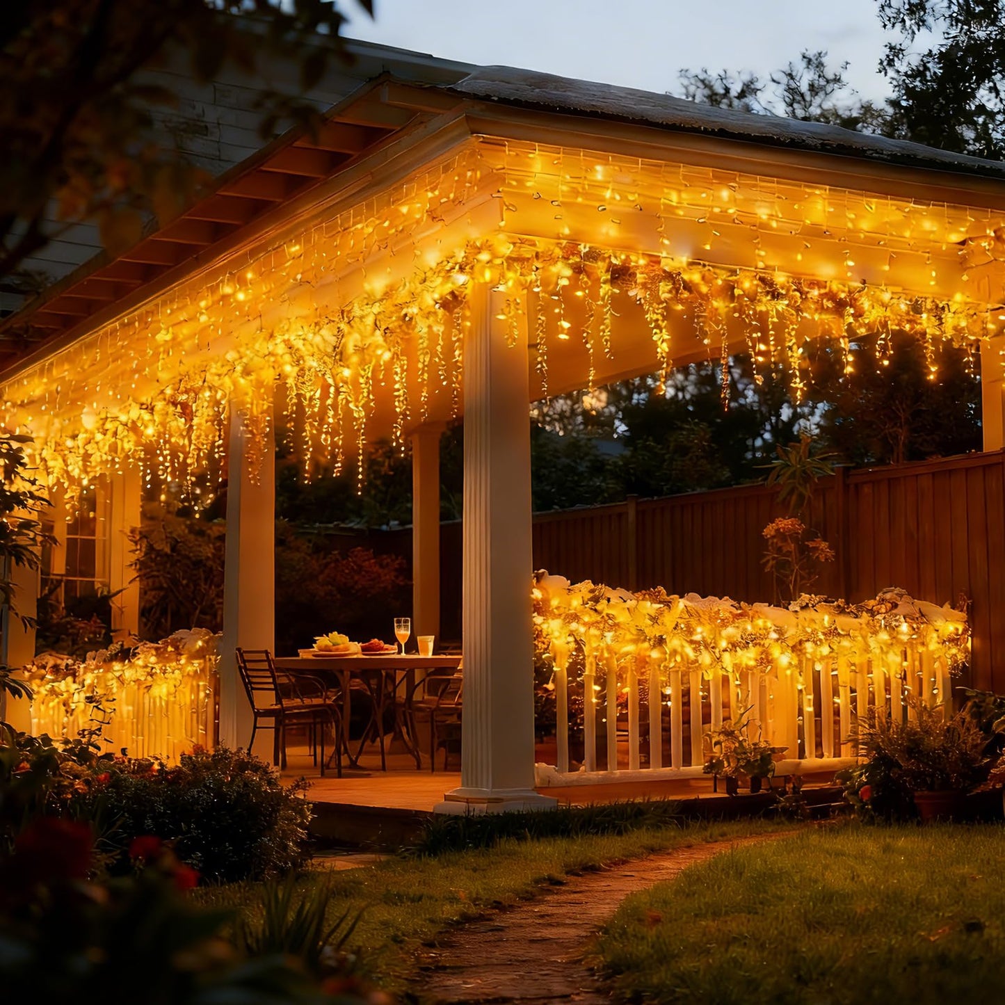 Icicle Lights for Outside, 167ft 17600 LED Icicle Christmas Lights Outdoor Waterproof, 352 Drops with Remote, 8 Modes & Dimmable, Timer for Christmas, Wedding, House, Roof Decoration, Warm White