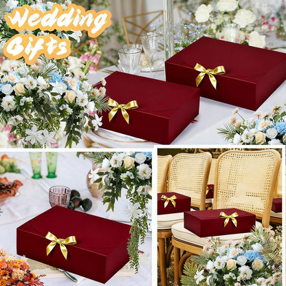 WLUSEAXI 15Pack Gift Boxes with Lids, 10.6x7.8x3.1 Inches Bridesmaid Proposal Box with Ribbon, Red Gift Boxes for Presents,Kraft Paper Boxes for Wedding Christmas Birthday Baby Shower Party