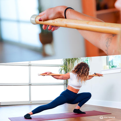 Materos Yoga Stick- 5ft Bamboo Mobility Stick- Premium Yoga Dowel- Physical Therapy Aide, Posture Corrector, Balance Support Stick, Stretching/Flexibility/Exercise Stick