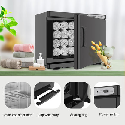 Towel Warmer, 23L Towel Warmer Cabinet Can Hold 32 Wet Facial Towels,Hot Towel Warmer Use for Spa, Hair Beauty, Salon - Black