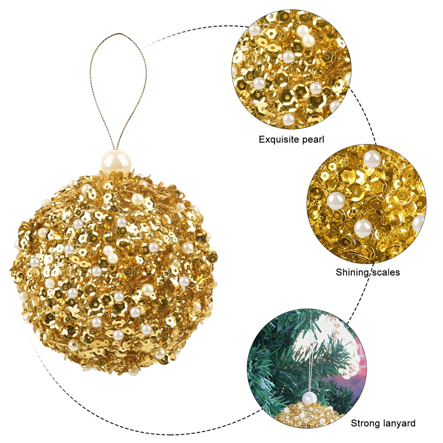 ZHANYIGY 4.25" Christmas Ball Ornaments, 4pc Set Gold Shatterproof Christmas Decorations Tree Balls for Xmas Trees Wedding Party Holiday Decorations (Gold)