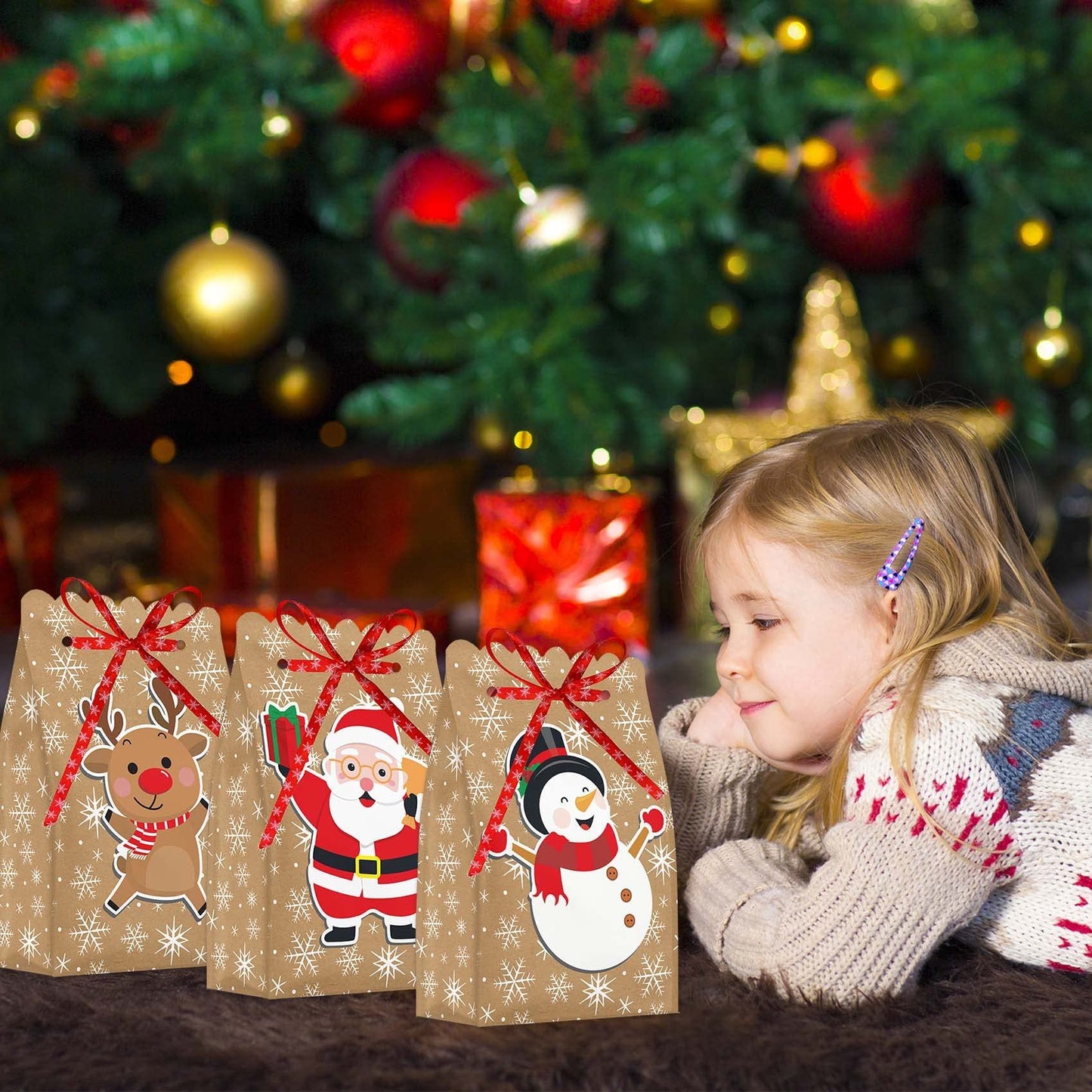 Joyful Start 18PCS Christmas Goodie Bags - Small Bags for Gifts - Bulk Small Size