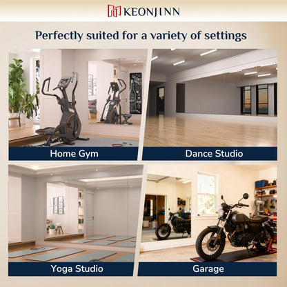 Keonjinn Home Gym Mirror, 56" x 24" - 2PCS Workout Mirrors for Home Gym, Frameless Tempered Glass, Full Body Wall Mirrors for Fitness Exercise, Yoga Room, Dance Studio, Bedroom, Garage