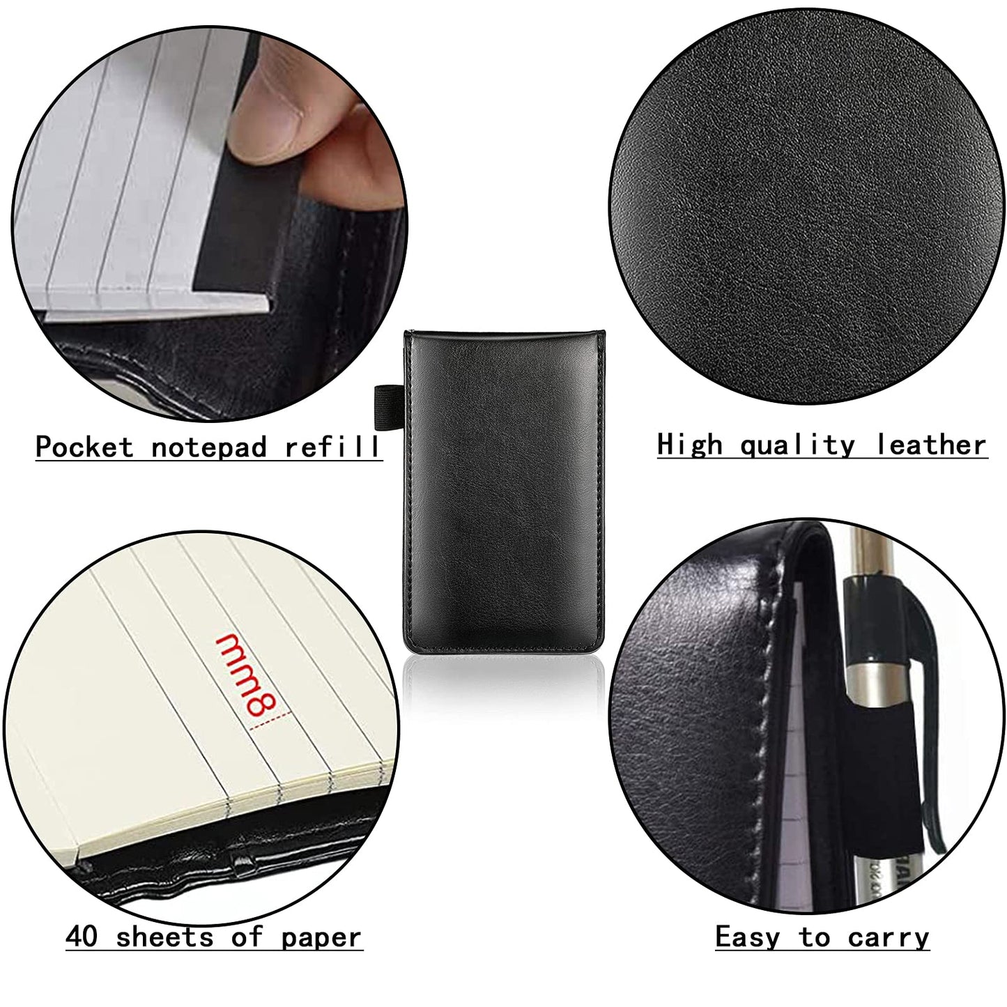 itechpanda 2 Pack Small Pocket PU Leather Business Notebook Cover Jotter Multifunction A7 Mini Notepad (Black + Brown)