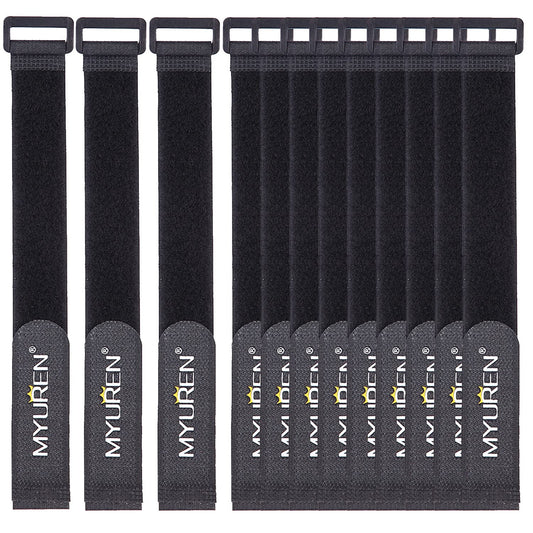 1"x 18"-12 Pack Reusable Fastening Cable Straps with Buckle Adjustable Hook and Loop Securing Strap Multi-Purpose Cinch Strap for Cord Management