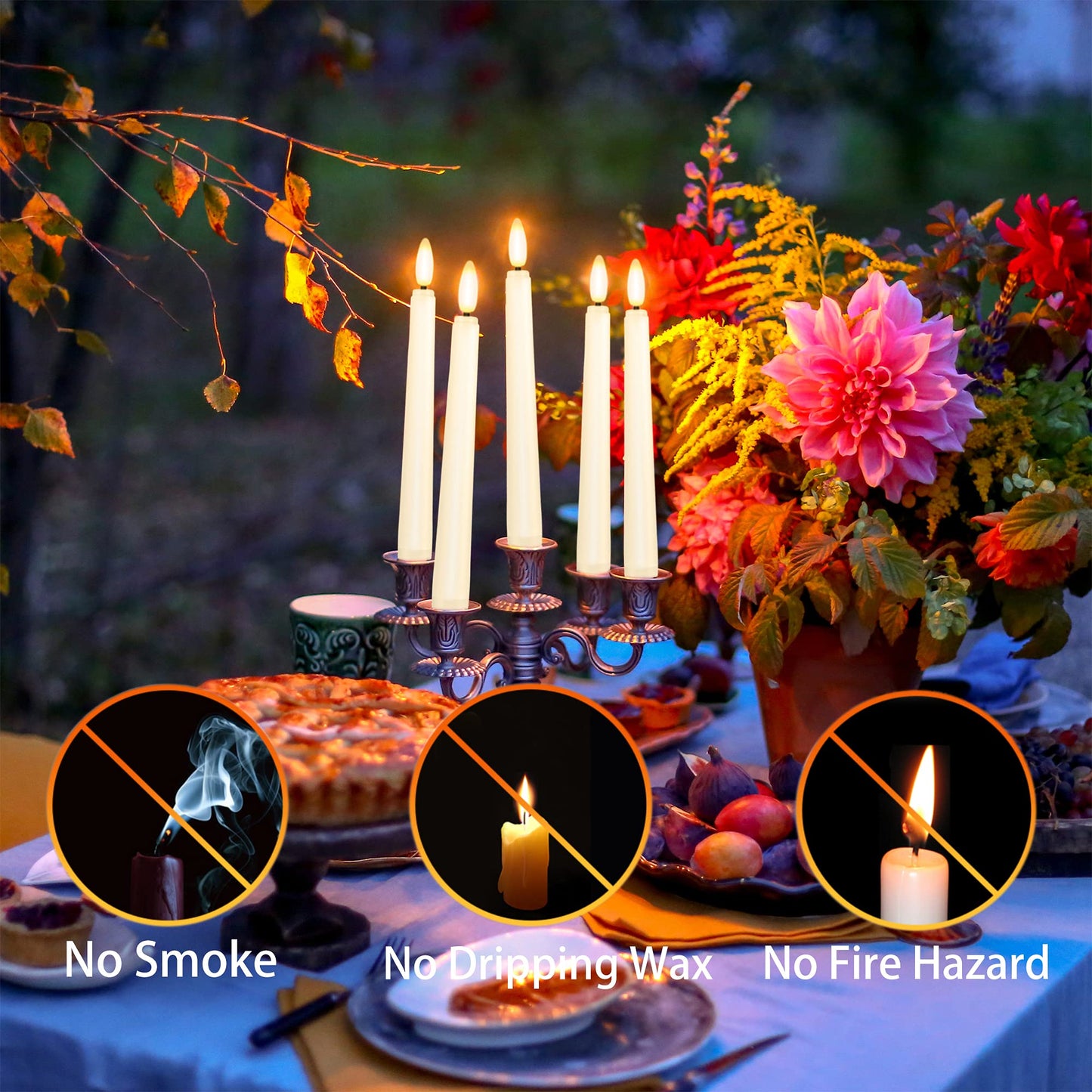 FPOO 8PCS Flameless Flickering Taper Candles with 2 Remote Control and Timer, 8 Inch 3D Wick Floating Flickering Flame, Battery Operated LED Window Candle Lights, Christmas Home Wedding Decor (Ivory)