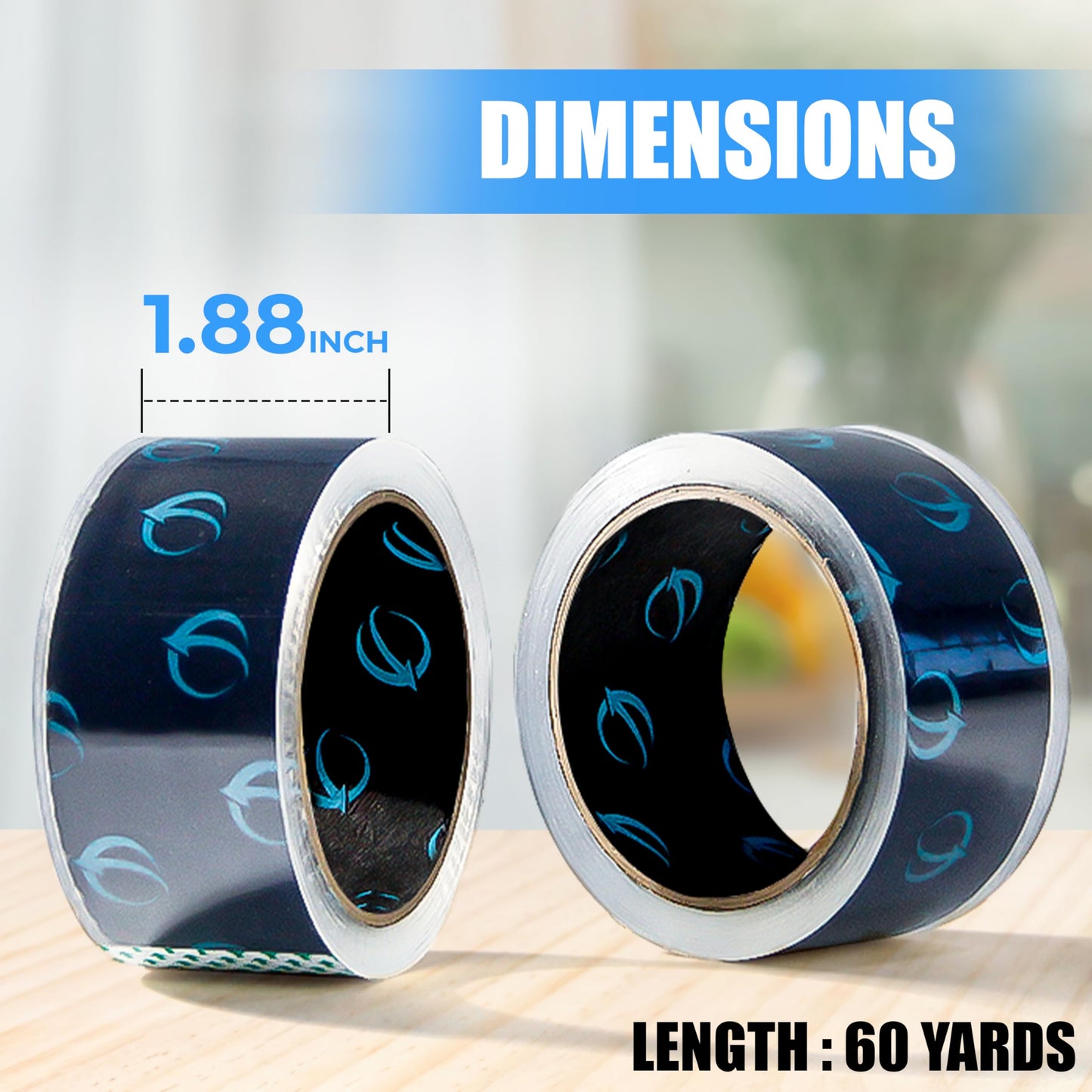 Genesis Global Logistics Clear Packing Tape, 12 Rolls Heavy Duty Packaging Tape for Shipping Packaging Moving Sealing, Thicker Clear Packing Tape, 1.88 Inches Wide, 60 Yards Per Roll