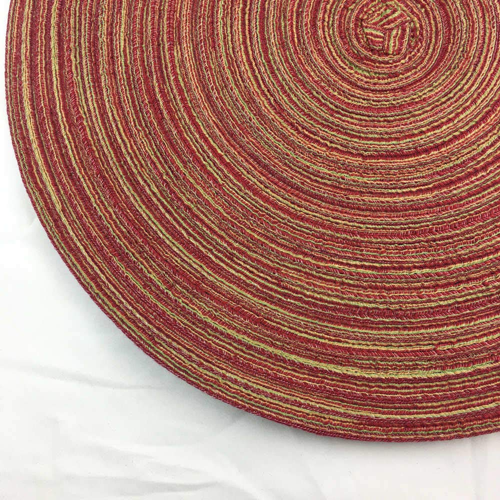 Red-A，Placemats,Round Placemats for Dining Table Set of 6 Woven Heat Resistant Non-Slip Kitchen Table Mats Diameter 14 Inch(Wine)