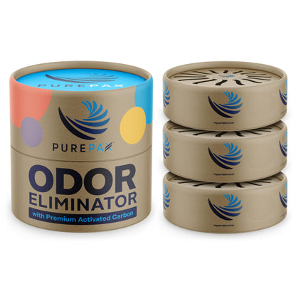 PUREPAX Odor Eliminator For Small Spaces - Premium Activated Carbon Charcoal Unscented 3 Count - Strong Odor Remover for Shoes, Fridge, Diaper Pail, Closet, Drawers, Car, Locker, Gym Bag