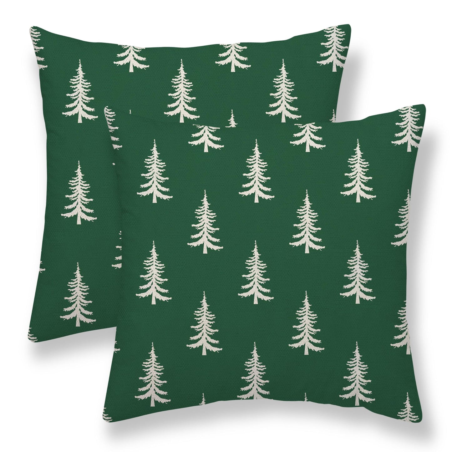 Sunshineyan Christmas Pillow Covers 22 x 22 Set of 2, Green Chirstmas Tree Decorations Throw Pillow Covers Outdoor Winter Holiday Farmhouse Xmas Cushion Case Linen Square for Home Couch Sofa