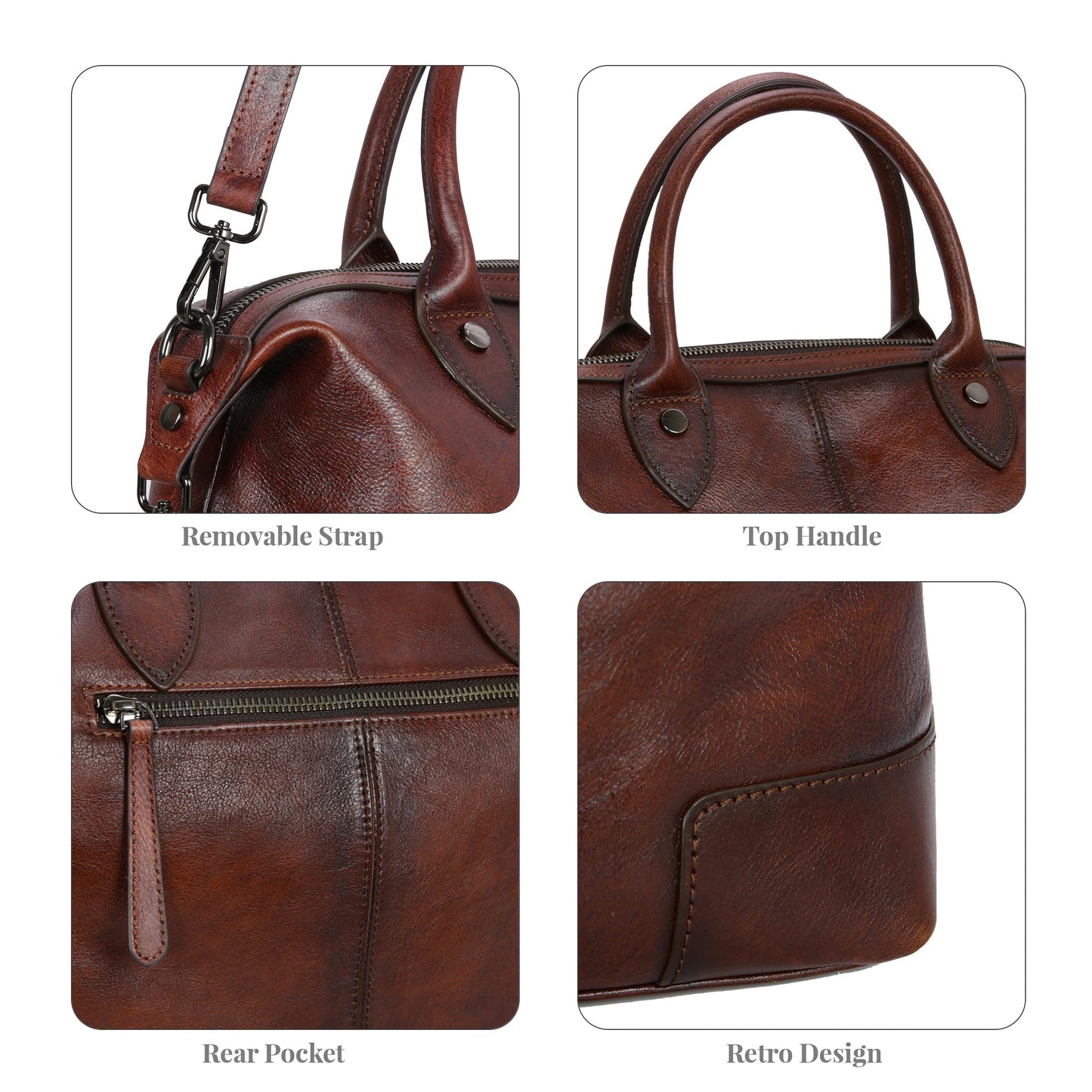 HESHE Genuine Leather Satchel Tote Bag for Women Leather Purse Large Capacity Top Handle Handbag Designer Shoulder Bags Vintage Cross Body Doctor Bag (Coffee)