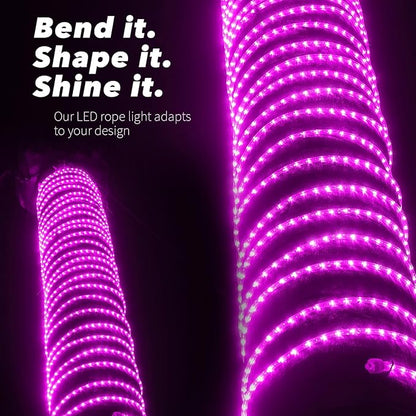 WYZworks 1116LEDs 100ft LED Outside Rope Lights, Outdoor ETL Certified Waterproof Permanent 360 Degree Light Emitting, Flexible Tube, Connectable, Christmas Palm Tree Exterior Landscape, Pink