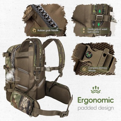 BLISSWILL Hunting Backpack Hunting Day Pack with rifle holder Hunting Gear Accessories gift for men(Forest Canvas)