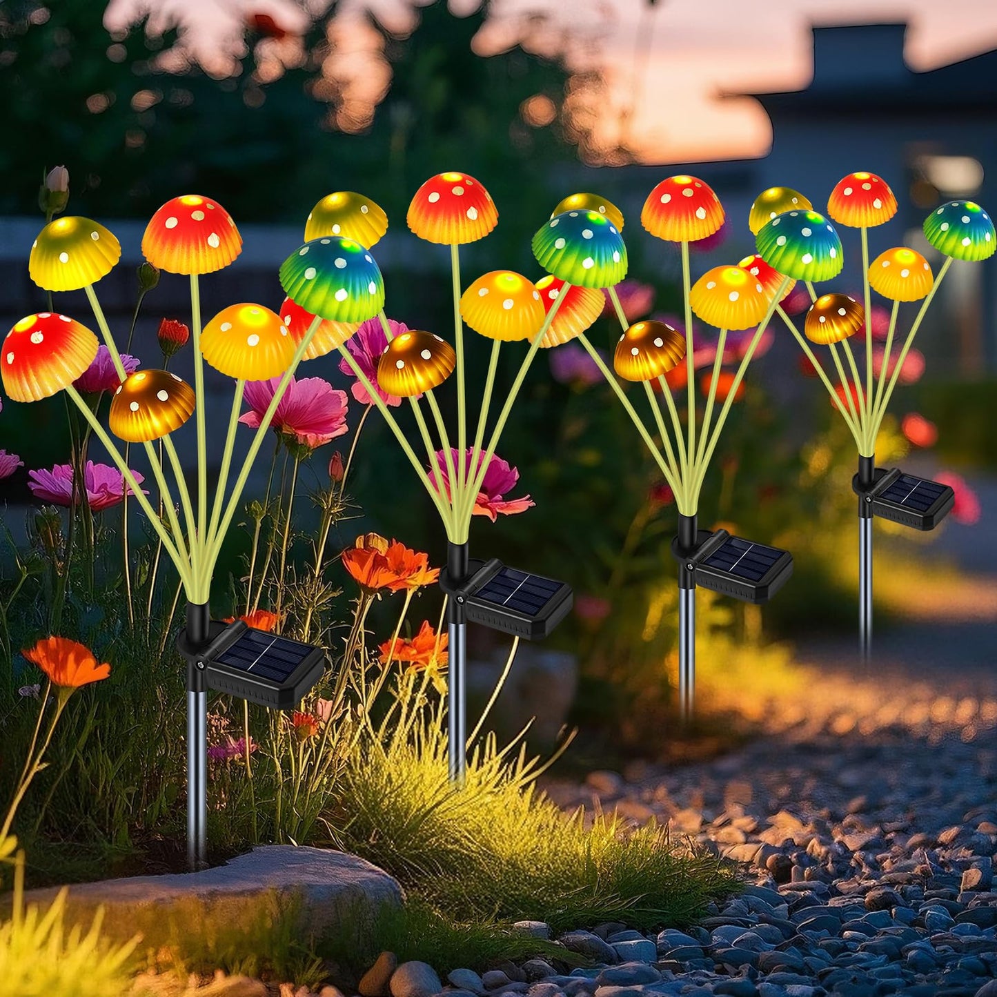 TEDOF Solar Mushroom Garden Lights for Outside,4 Pack 24 LED Solar Swaying Mushroom Lights Waterproof Outdoor Decor for Lawn Porch Patio,Birthday Mothers Day Gifts for Women Mom