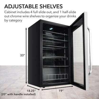 Whynter Beverage Refrigerator with Double-Layer Glass Door, 136-Can Drink Mini Fridge with Lock & Digital Control, BR-1211DS, 3.4 Cubic Feet, Stainless Steel