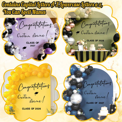 Custom Name Class of 2026 Sign for Backdrop 2026 Graduation Decorations Decals for Balloon Arch DIY Grad Party Decoration Vinyl Lettering Banner for High School University Graduates Party Favors