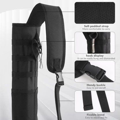 karamagic Archery Lightweight Back Arrow Quiver Dual Use Foldable Compact Hip Arrows Bag with Molle System and Pocket,2pcs Round Arrow Holders